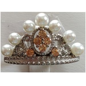 Genuine Padparadscha Sapphire Crown Ring Size 8